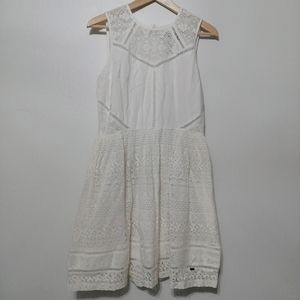 Superdry white lace panel skater dress